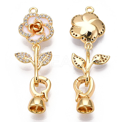 Brass Crystal Rhinestone Fold Over Clasps KK-P223-28G-01-1