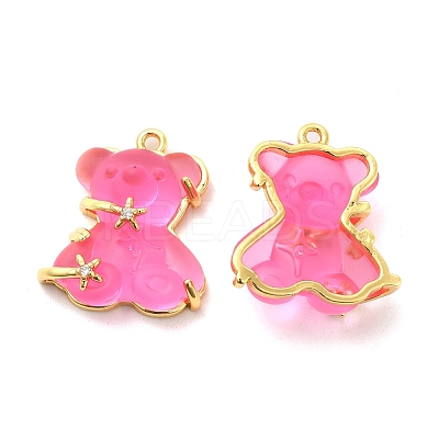 Transparent Resin Crystal Rhinestone Pendants KK-H438-04G-07-1