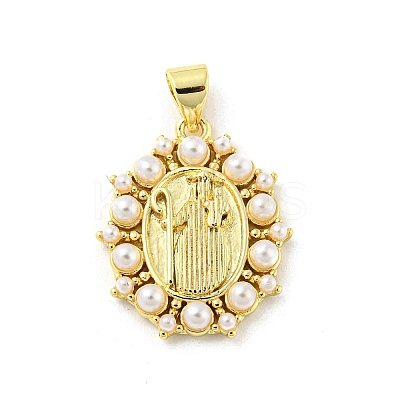 Brass with ABS Plastic Imitation Pearl Pendants FIND-Z023-04A-1