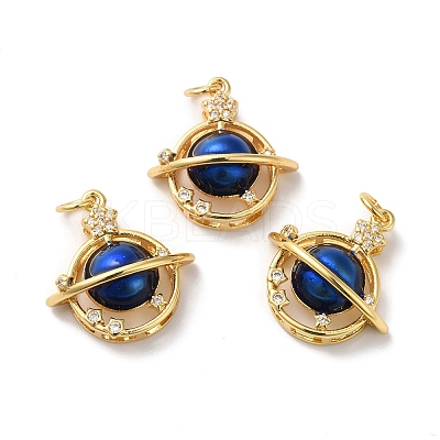 Rack Plating Brass Micro Pave Clear Cubic Zirconia Pendants KK-D074-33G-1