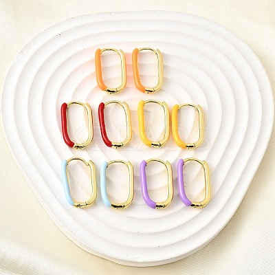 Oval Brass Hoop Earrings EJEW-D314-03G-1