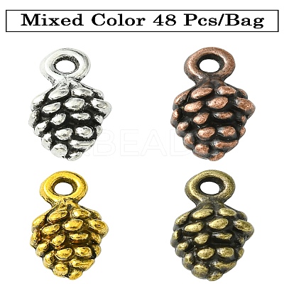 48Pcs 4 Colors Tibetan Style Alloy Pendants TIBEP-YW0001-80-1