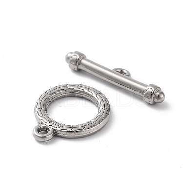 Non-Tarnish 304 Stainless Steel Ring Toggle Clasps STAS-A092-09E-P-1