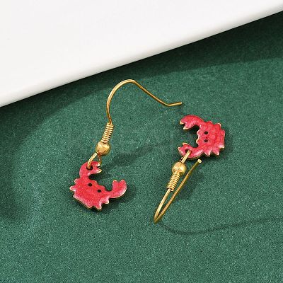 Ocean Series 304 Stainless Steel Enamel Dangle Earrings EJEW-K017-01F-G-1