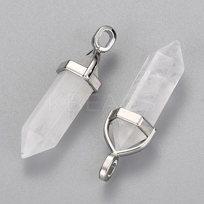 Natural Quartz Crystal Double Terminated Pointed Pendants G-F295-04G-1