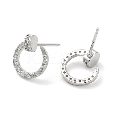 Rack Plating Brass Micro Pave Clear Cubic Zirconia Stud Earrings for Women EJEW-M260-14P-1