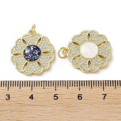 Brass Micro Pave Clear Cubic Zirconia Pendants KK-C045-32G-1