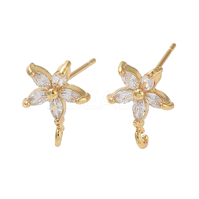 Brass Micro Pave Cubic Zirconia Studs Earring Findings KK-K364-03G-1