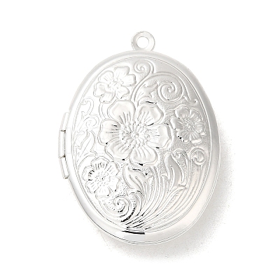 Rack Plating Brass Locket Pendants KK-K277-03S-1