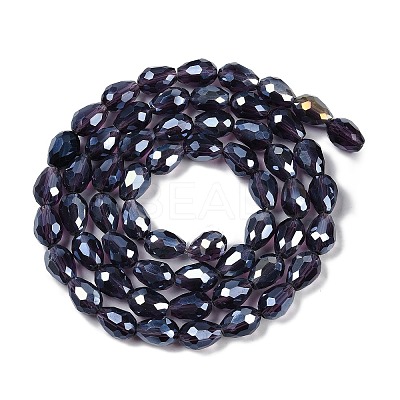 Transparent Electroplate Glass Beads Strands EGLA-N013-T8mm-B06-1