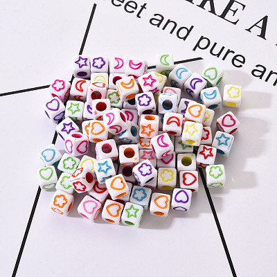 Craft White Acrylic Beads SACR-YW0001-14-1