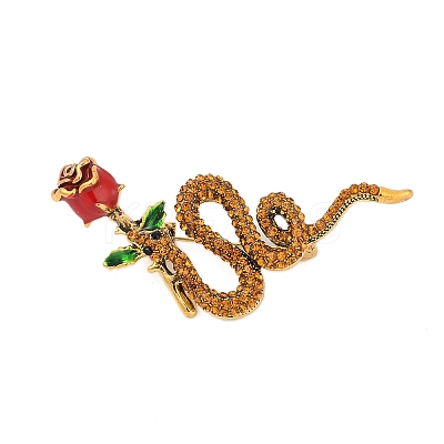 Snake with Rose Enamel Pins PALLOY-D361-10G-1