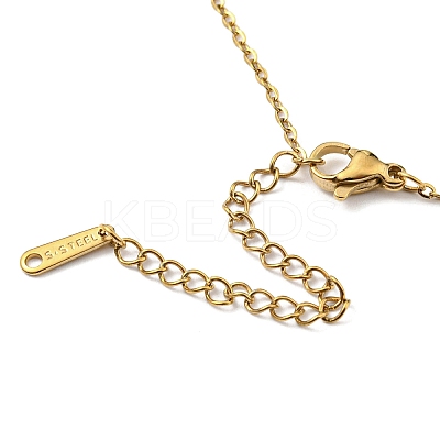 201 Stainless Steel Feather Pendant Necklace with Cable Chains NJEW-Q317-22G-1