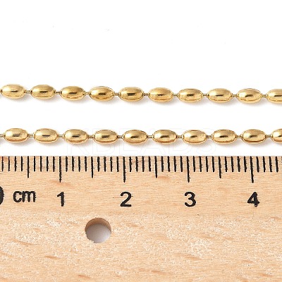 304 Stainless Steel Rice Link Chain Necklaces for Women NJEW-U045-04G-1