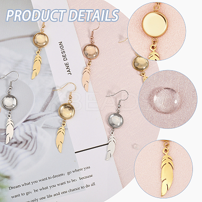 6 Pairs 6 Color Blank Clear Glass Dome Dangle Earrings EJEW-AB00013-1