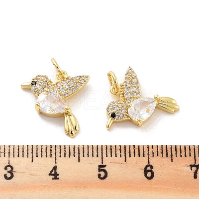 Rack Plating Brass Micro Pave Clear Cubic Zirconia Pendants KK-C063-12G-1