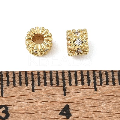 Brass Micro Pave Clear Cubic Zirconia Spacer Beads CU-CBAC675-02G-1