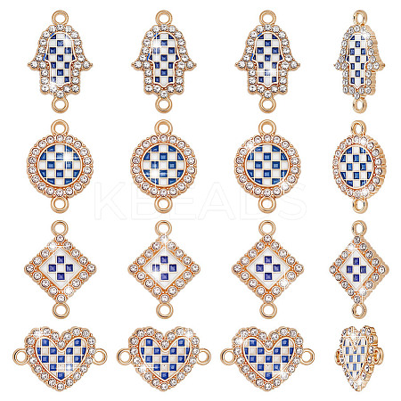 40Pcs 4 Styles Alloy Blue and White Enamel Links Connector Charms FIND-AR0006-07-1