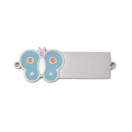 304 Stainless Steel Light Blue Enamel Connector Charms STAS-P377-16P-C-1