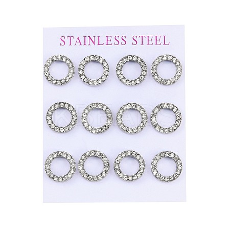 304 Stainless Steel Stud Earrings EJEW-C099-09P-02-1