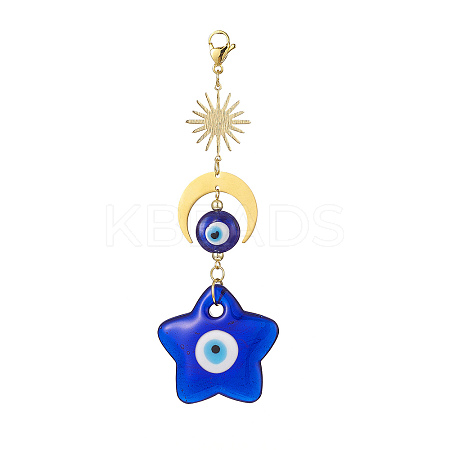 Handmade Evil Eye Lampwork Pendant Decorations HJEW-JM00912-01-1