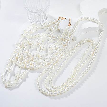 Plastic Pearl Bib Necklaces NJEW-K384-08-1