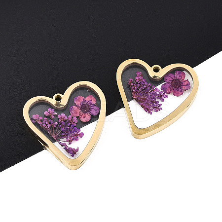 304 Stainless Steel Epoxy Resin Pendants X-STAS-T072-24-1