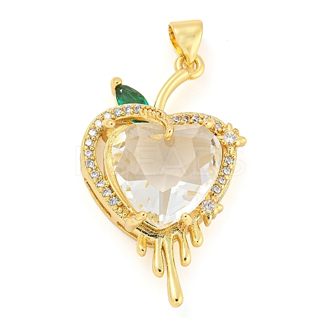 Rack Plating Brass Micro Pave Clear Cubic Zirconia Pendants ZIRC-L100-162G-08-1