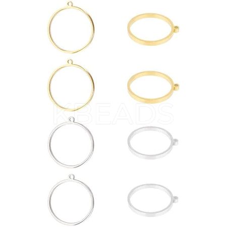 8Pcs 2 Colors 304 Stainless Steel Open Back Bezel Polishing Pendants STAS-UN0031-89-1