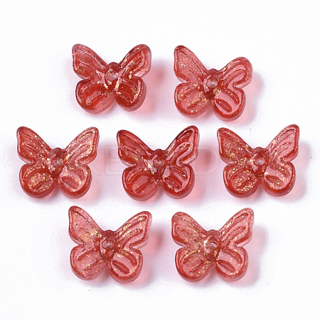 Transparent Spray Painted Glass Charms GLAA-N035-08A-B05-1