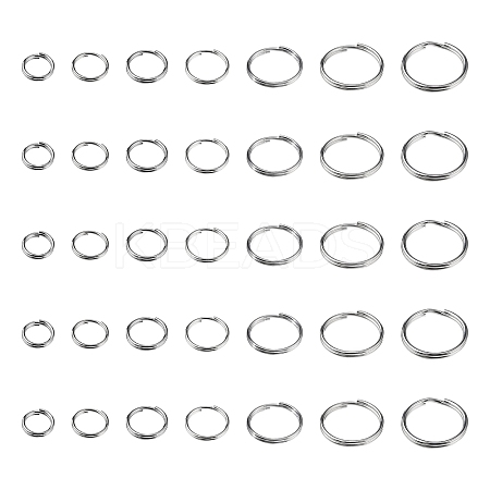 700Pcs 7 Styles 201& 304 Stainless Steel Split Rings STAS-CJ0002-17-1