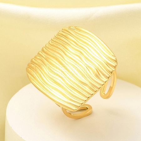 304 Stainless Steel Open Cuff Ring for Women RJEW-B109-03G-03-1