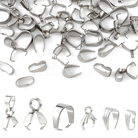 60Pcs 6 Styles 304 Stainless Steel Snap on Bails STAS-YW0002-83-1