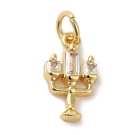 Brass Micro Pave Clear Cubic Zirconia Pendants X-KK-R162-023G-1