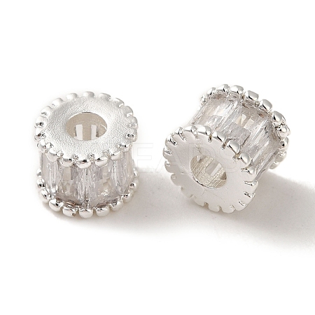 Rack Plating Brass Pave Clear Cubic Zirconia Beads KK-M285-29S-1