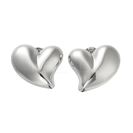 Non-Tarnish Heart 304 Stainless Steel Stud Earrings for Women EJEW-L272-033P-03-1