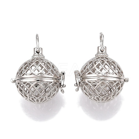 Rack Plating Brass Cage Pendants KK-S751-004P-1