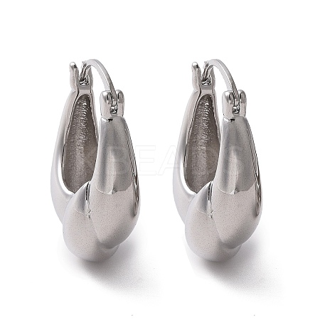 Brass Twist Teardrop Hoop Earrings for Women EJEW-C008-28P-1