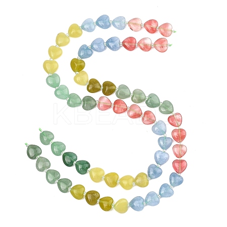 Gradient Color Cherry Quartz Glass & Natural Dyed White Jade & Lemon Jade & Green Aventurine Beads Strands G-B185-A15-1