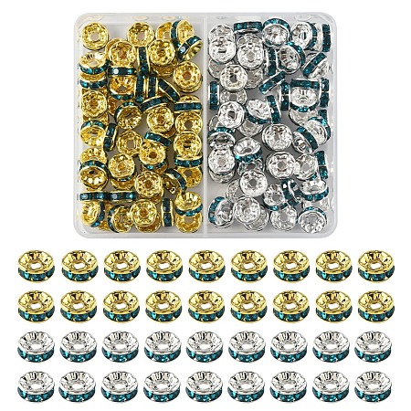 120Pcs 2 Colors Brass Rhinestone Spacer Beads RB-FS0001-05B-1