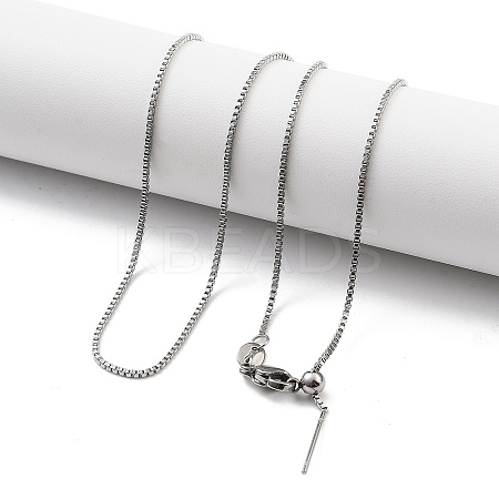 Adjustable 304 Stainless Steel Box Chain Necklaces NJEW-K270-07P-1