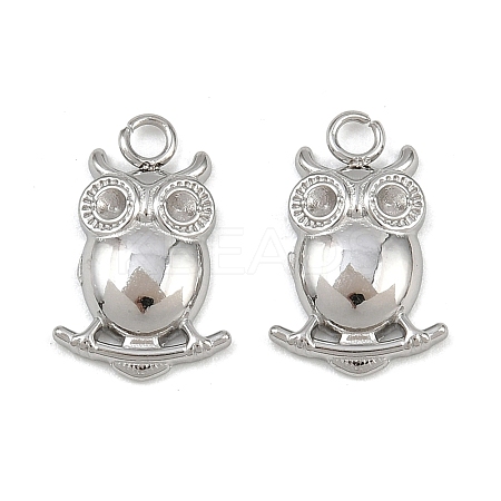 304 Stainless Steel Owl Pendant Rhinestone Settings STAS-H242-02P-1