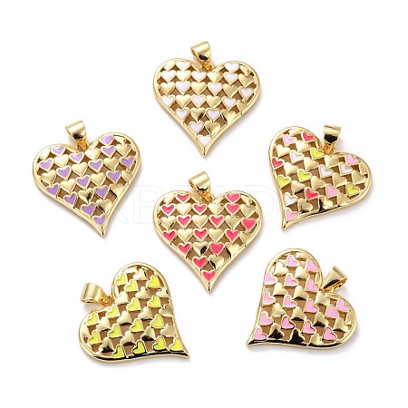 Eco-friendly Brass Enamel Pendants KK-D066-02G-RS-1