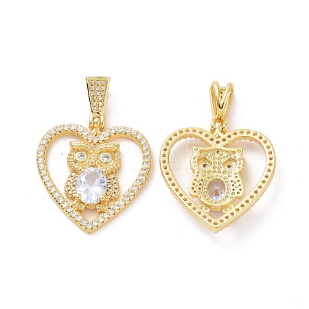 Brass Micro Pave Clear Cubic Zirconia Pendants ZIRC-F134-18G-03-1