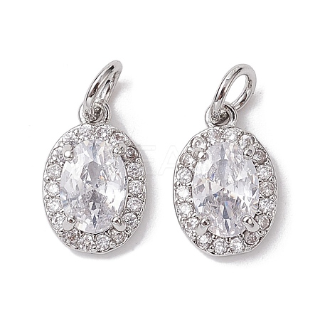 Brass Micro Pave Clear Cubic Zirconia Charms KK-K360-17P-1