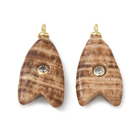 Brass & Natural Gemstone & Cubic Zirconia Pendants GG-CBAD360-20G-02-1