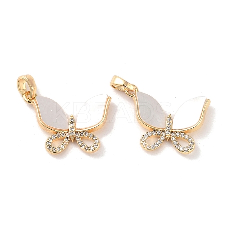 Brass Micro Pave Clear Cubic Zirconia Pendants KK-B102-18G-1