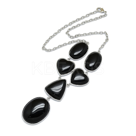 Natural Obsidian Necklaces NJEW-C049-01C-P-1