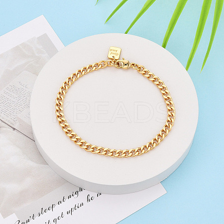 Brass Curb Chain Bracelets for Women BJEW-N032-07D-G-1
