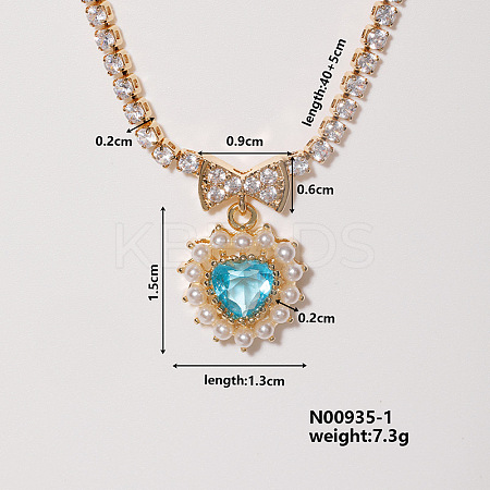 Colorful Sparkling Heart-shaped Necklace with Exquisite Fashionable Style FI4728-1-1